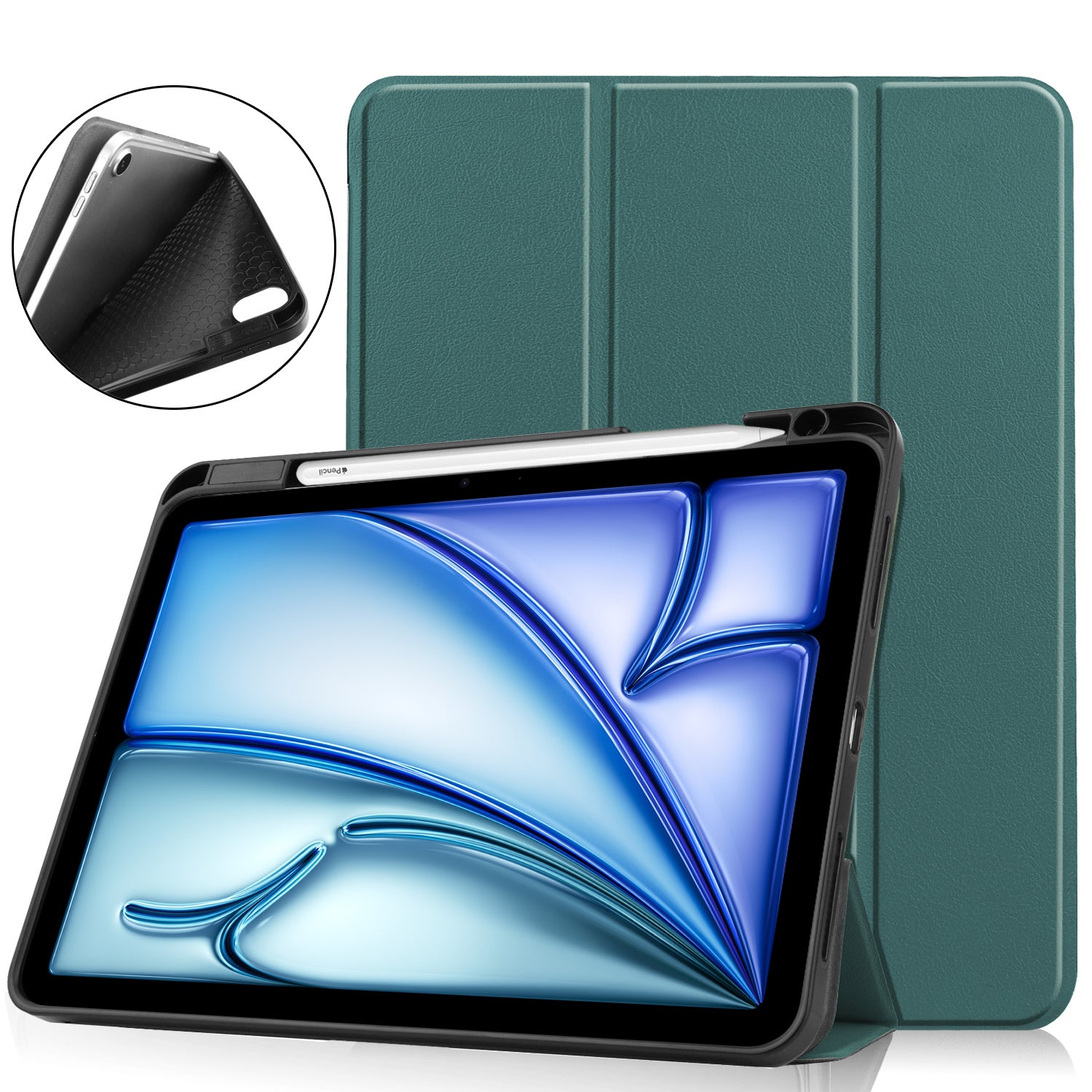 For iPad Air 11 (2024) Case Tri-fold Stand Protective Tablet Cover with Pen Slot For iPad Air 11 (2024) Case Tri-fold Stand Protective Tablet Cover with Pen Slot